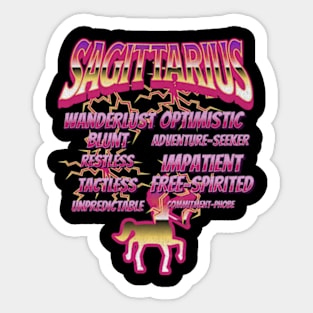 Sagittarius Retro 90s Band Zodiac Birthday Traits Lightning Sticker